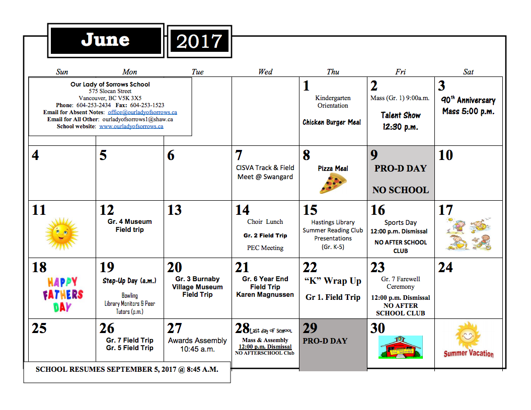 June 2017 Calendar